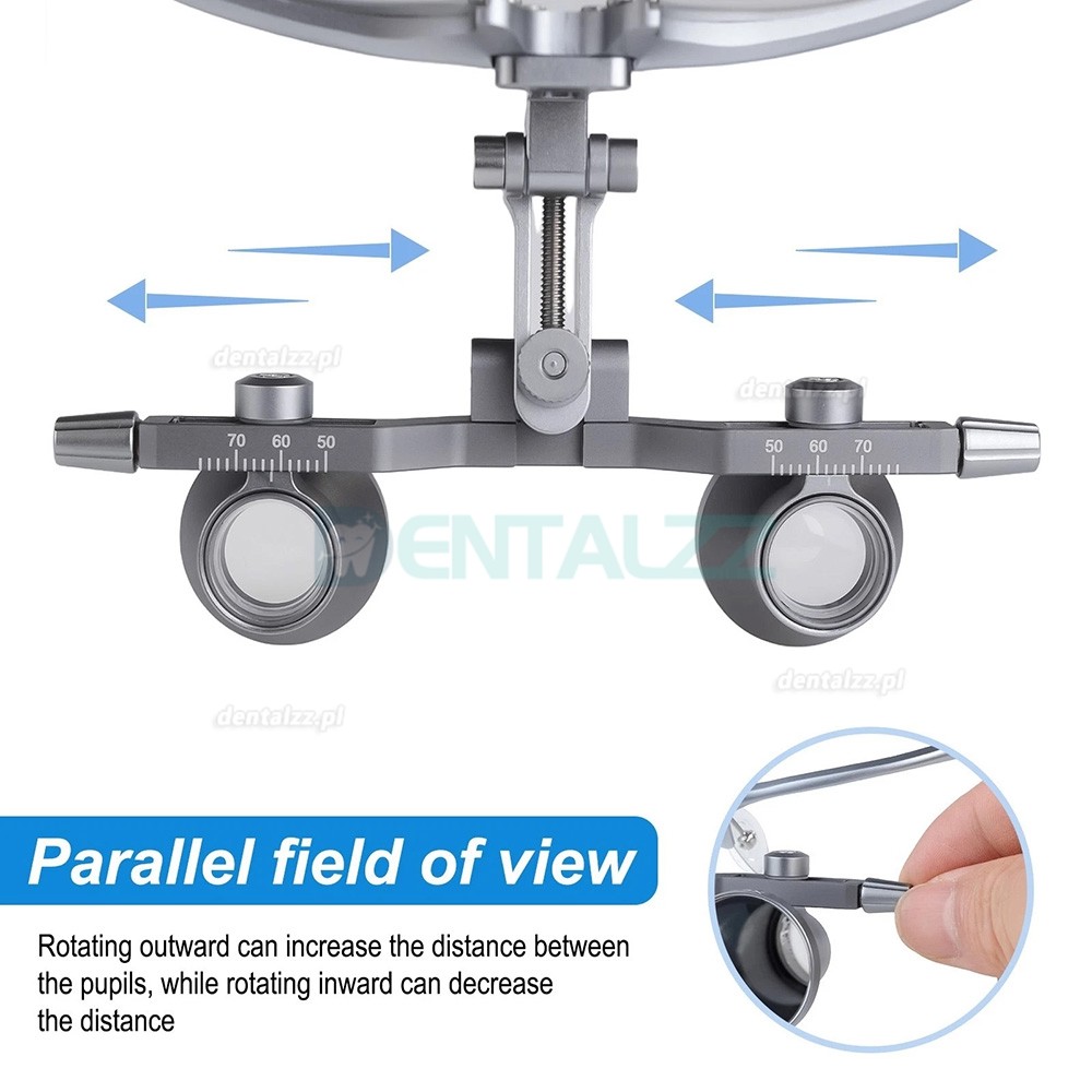 DY-118 Lupy Stomatologiczne 2.5X 450 mm Aluminiowa Oprawa Regulowany Rozstaw Źrenic